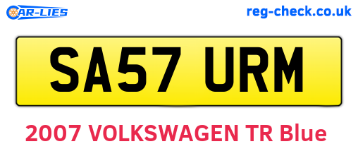 SA57URM are the vehicle registration plates.