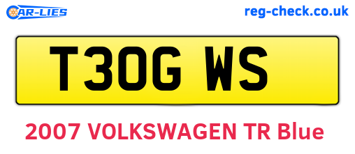 T30GWS are the vehicle registration plates.