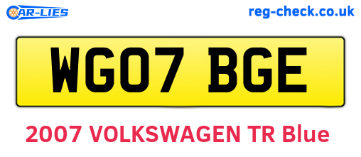 WG07BGE are the vehicle registration plates.