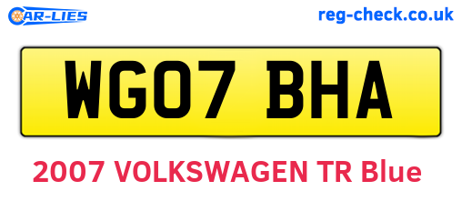 WG07BHA are the vehicle registration plates.