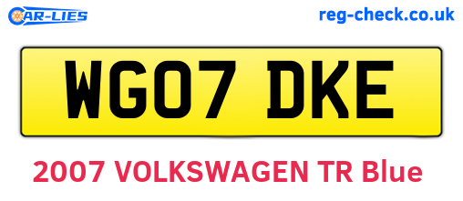 WG07DKE are the vehicle registration plates.