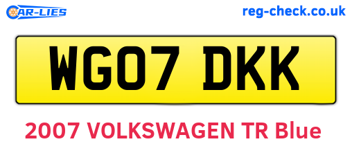 WG07DKK are the vehicle registration plates.