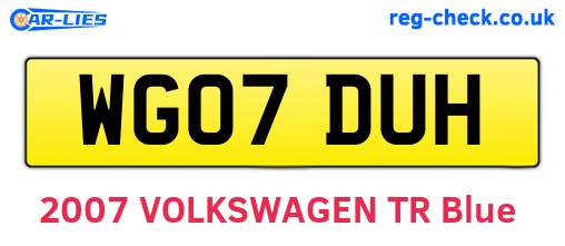 WG07DUH are the vehicle registration plates.