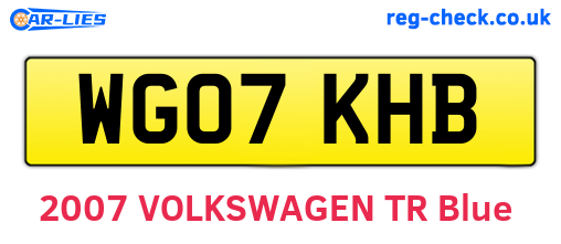 WG07KHB are the vehicle registration plates.