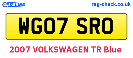 WG07SRO are the vehicle registration plates.