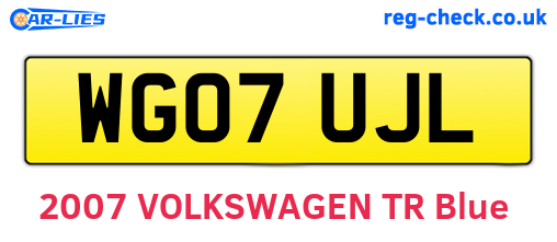 WG07UJL are the vehicle registration plates.