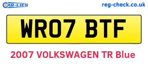 WR07BTF are the vehicle registration plates.