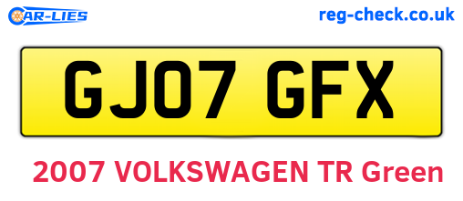 GJ07GFX are the vehicle registration plates.