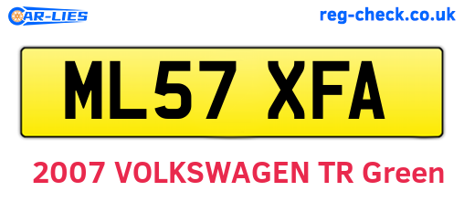 ML57XFA are the vehicle registration plates.