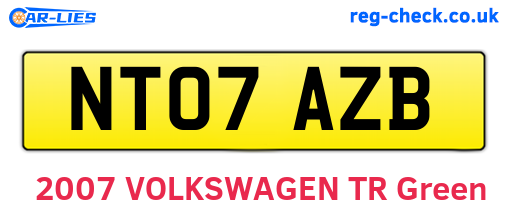 NT07AZB are the vehicle registration plates.