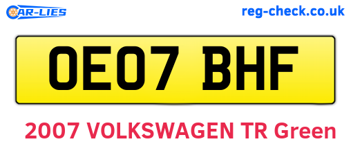 OE07BHF are the vehicle registration plates.
