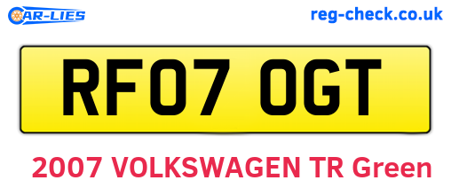 RF07OGT are the vehicle registration plates.