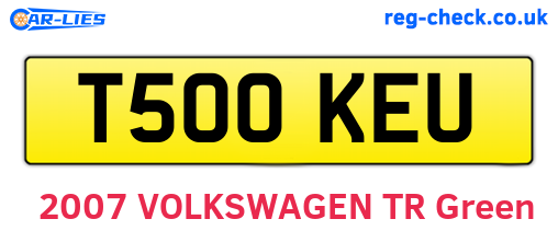 T500KEU are the vehicle registration plates.
