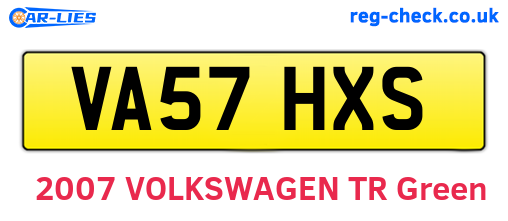VA57HXS are the vehicle registration plates.