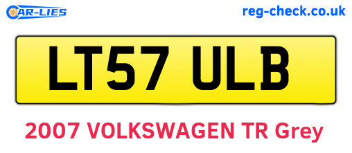 LT57ULB are the vehicle registration plates.