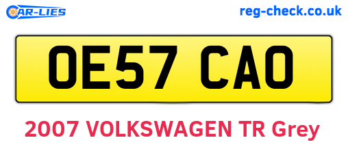 OE57CAO are the vehicle registration plates.