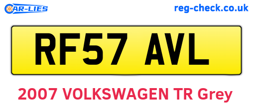 RF57AVL are the vehicle registration plates.