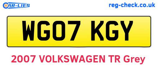 WG07KGY are the vehicle registration plates.