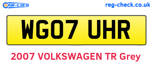 WG07UHR are the vehicle registration plates.