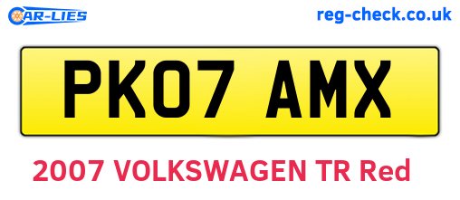 PK07AMX are the vehicle registration plates.