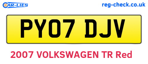 PY07DJV are the vehicle registration plates.