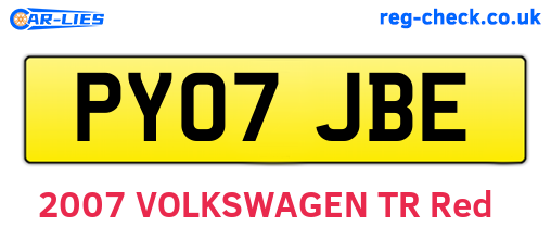 PY07JBE are the vehicle registration plates.