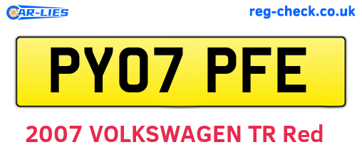 PY07PFE are the vehicle registration plates.