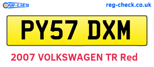 PY57DXM are the vehicle registration plates.