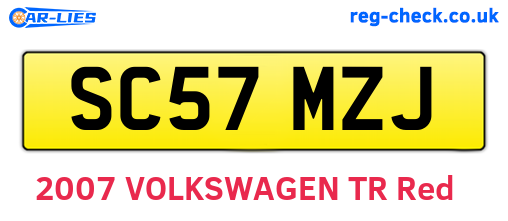 SC57MZJ are the vehicle registration plates.