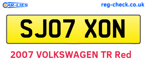 SJ07XON are the vehicle registration plates.