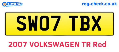 SW07TBX are the vehicle registration plates.