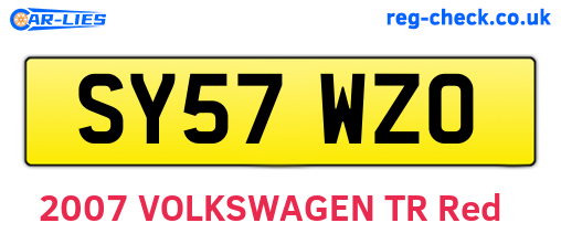 SY57WZO are the vehicle registration plates.
