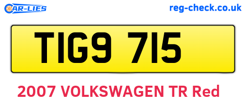 TIG9715 are the vehicle registration plates.