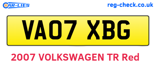 VA07XBG are the vehicle registration plates.