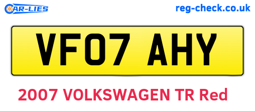 VF07AHY are the vehicle registration plates.