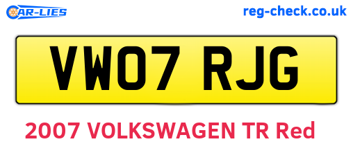 VW07RJG are the vehicle registration plates.