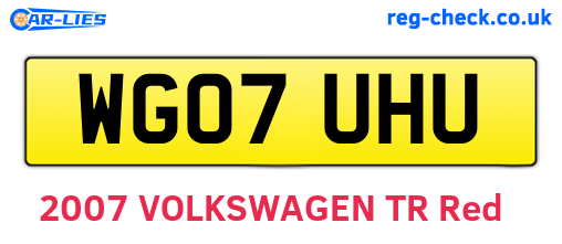 WG07UHU are the vehicle registration plates.