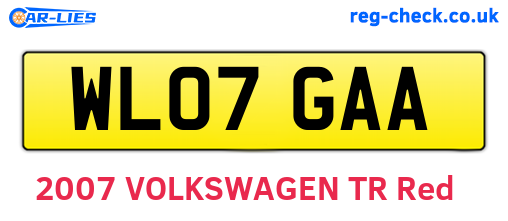 WL07GAA are the vehicle registration plates.
