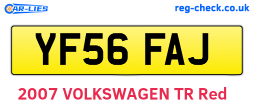 YF56FAJ are the vehicle registration plates.