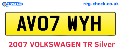 AV07WYH are the vehicle registration plates.