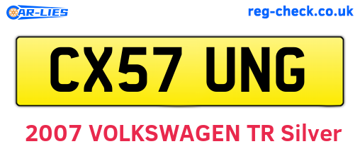 CX57UNG are the vehicle registration plates.