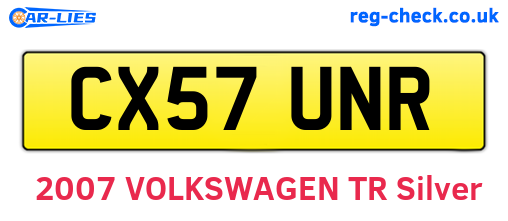 CX57UNR are the vehicle registration plates.