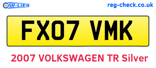 FX07VMK are the vehicle registration plates.