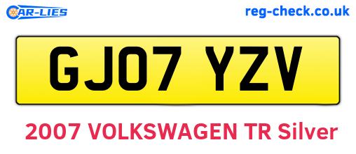 GJ07YZV are the vehicle registration plates.