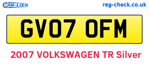 GV07OFM are the vehicle registration plates.