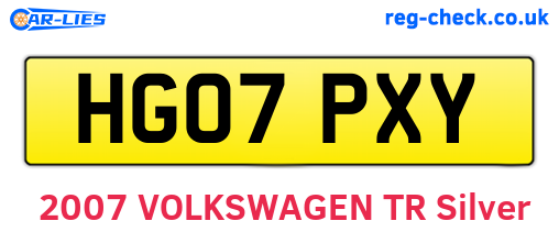 HG07PXY are the vehicle registration plates.