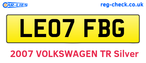 LE07FBG are the vehicle registration plates.