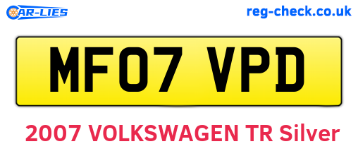 MF07VPD are the vehicle registration plates.