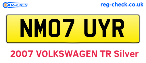 NM07UYR are the vehicle registration plates.