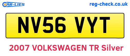 NV56VYT are the vehicle registration plates.